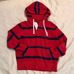 Ralph Lauren Red and Navy Striped Hoodie Sweater